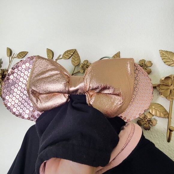 Walt Disney World Womens Jumpsuit Rose Gold Hooded One Piece Minnie Ears M #3186 - Picture 10 of 10